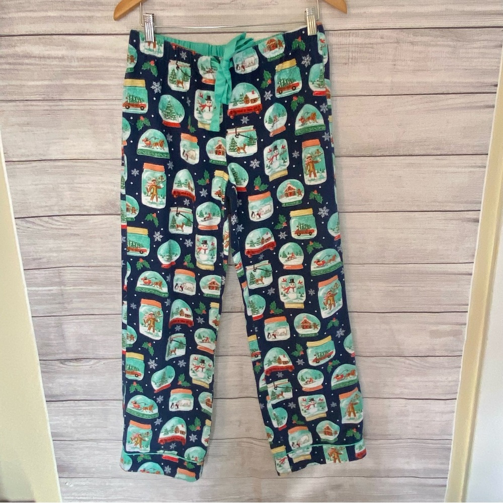Nick & Nora Navy Snow Globe Print Long Sleeve Pajama Set - Picture 9 of 9